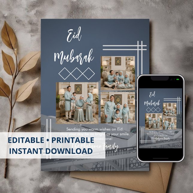Festiva Tarjeta moderna de felicitación de Eid Mubarak con (Subido por el creador)