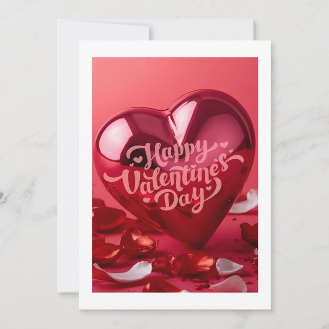 Festiva Tarjeta moderna de San Valentín con corazón rojo 3 (Anverso)