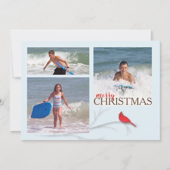 Festiva Tarjeta MULTI echada a un lado doble cardinal roja (Anverso)