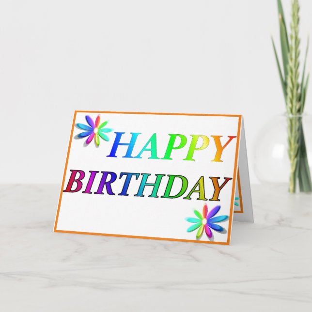 Festiva Tarjeta multicolor de cumpleaños feliz (Anverso)