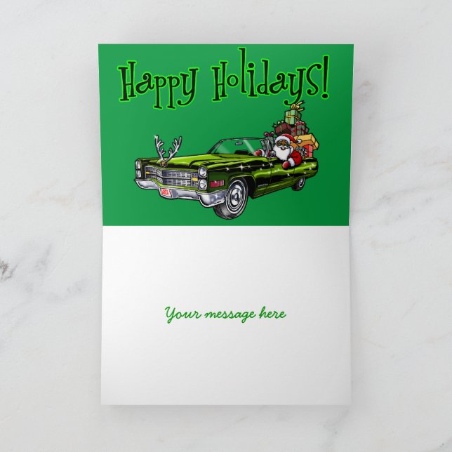 Festiva Tarjeta navideña africana hipster Santa (Interior)