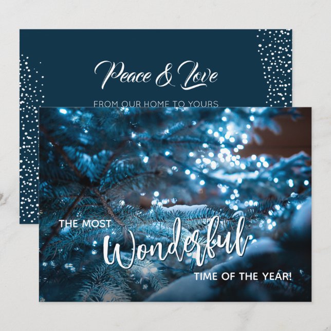 Festiva Tarjeta navideña azul (Anverso / Reverso)