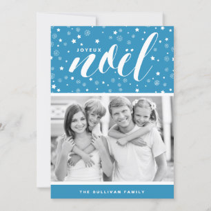 Festiva Tarjeta navideña azul Joyeux Noël