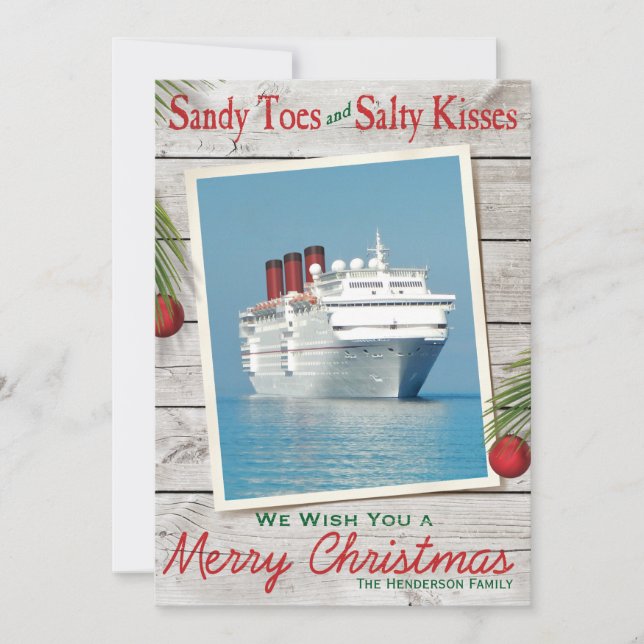 Festiva Tarjeta navideña Beach Rótulo Merry (Anverso)
