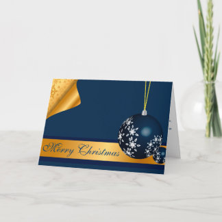 Festiva Tarjeta navideña Blue and Golden Merry