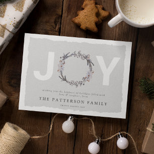Festiva Tarjeta navideña botánica para Navidades "JOY"