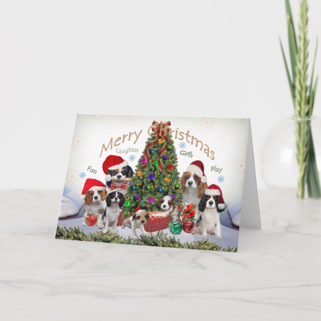 Festiva Tarjeta navideña Cavalier King Charles Spaniel (Anverso)