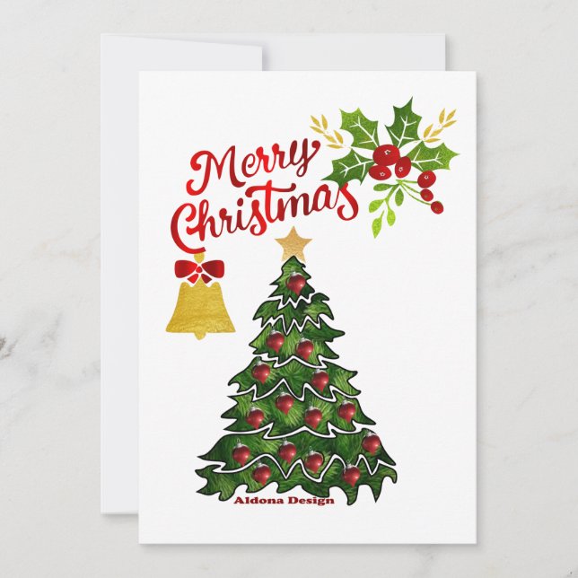 Festiva Tarjeta Navideña Christmas Tree Flat (Anverso)