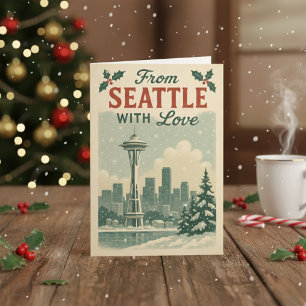 Festiva Tarjeta navideña clásica vintage - De Seattle