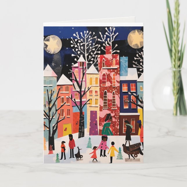 Festiva Tarjeta navideña con diseño abstracto (Anverso)