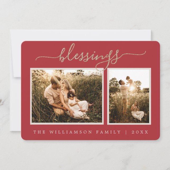 Festiva Tarjeta navideña con fotos de los Navidades rusos  (Anverso)