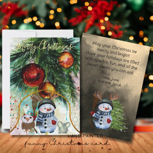 Festiva Tarjeta navideña de animadores y amigos forestales