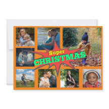 Tarjeta navideña de collage de la familia Super Na