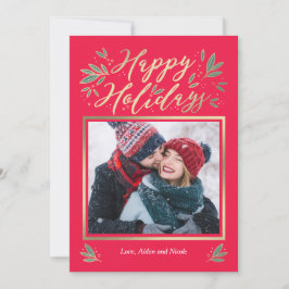 Festiva Tarjeta navideña de color con brillo de temporada 