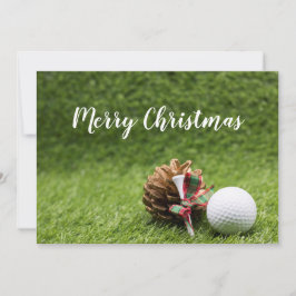 Festiva Tarjeta navideña de Feliz al golfista con bola de 