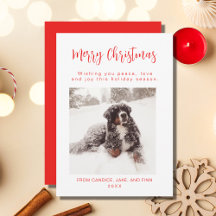 Tarjeta navideña de festividad de fotos de perro r