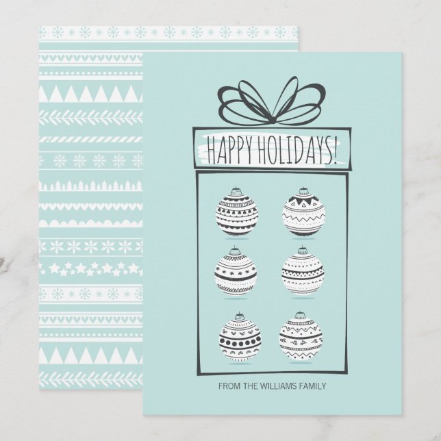 Festiva Tarjeta navideña de festividad de los ornamentos (Anverso / Reverso)