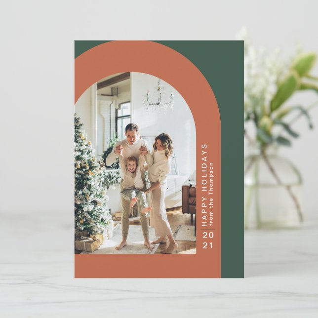 Festiva Tarjeta navideña de festividad para fotos de arte  (Anverso de pie)