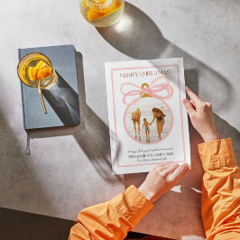 Festiva Tarjeta navideña de fotos de Coquette rosa