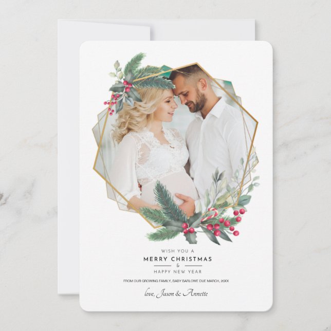 Festiva Tarjeta navideña de fotos de elegancia para navida (Anverso)