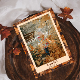 Festiva Tarjeta navideña de fotos de hojas de otoño feliz