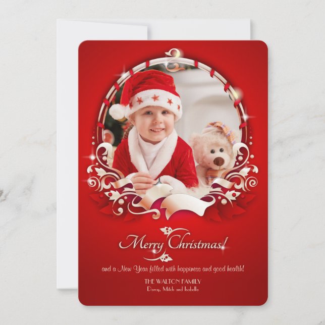 Festiva Tarjeta navideña de fotos de la alegría de los nav (Anverso)