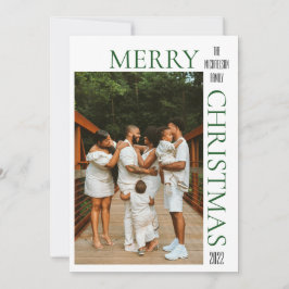 Festiva Tarjeta navideña de fotos de verde moderno con Fel