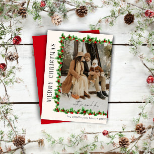 Festiva Tarjeta navideña de fotos navideñas minimalista