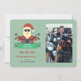 Festiva Tarjeta navideña de fotos para bicicleta de Santa 
