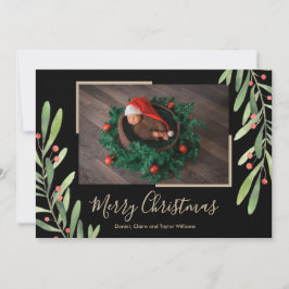 Festiva Tarjeta navideña de fotos para Navidades de Holly 