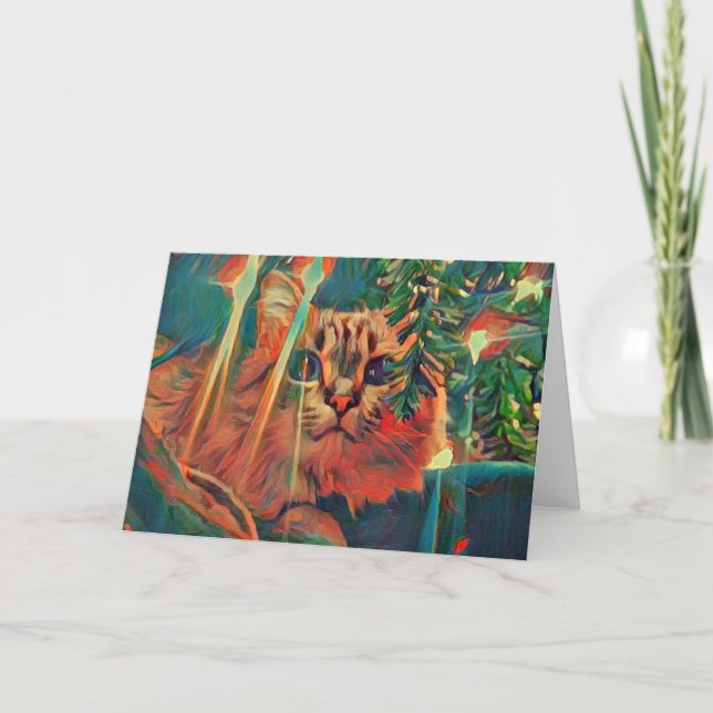 Festiva Tarjeta navideña de la maravilla del gato del navi (Anverso)