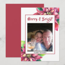 Tarjeta navideña de Navidades de Poinsettia Roja