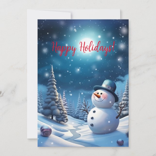 Festiva Tarjeta navideña de Navidades de Snowman (Anverso)