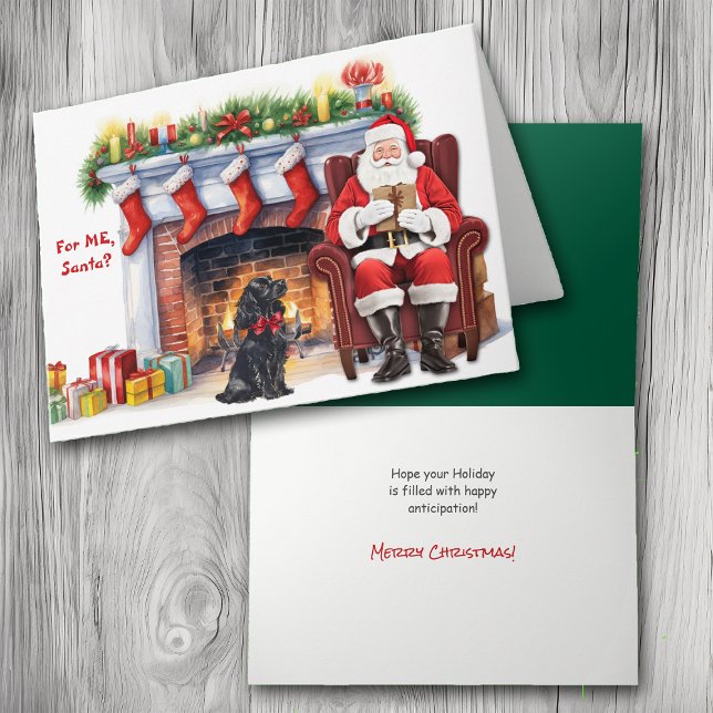 Festiva Tarjeta navideña de perro negro con chuleta de reg (Subido por el creador)