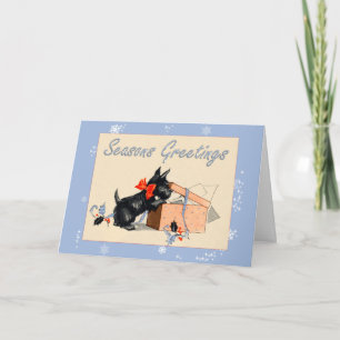 Festiva Tarjeta navideña de saludos de temporada de perro 