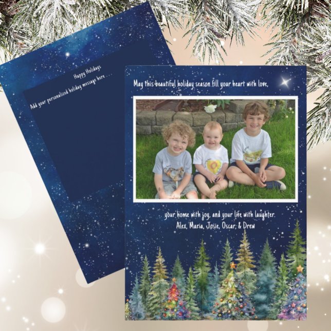 Festiva Tarjeta navideña de vacaciones plana con cielo azu (Subido por el creador)