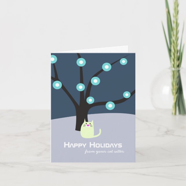 Festiva Tarjeta navideña del lugar del gato (Anverso)