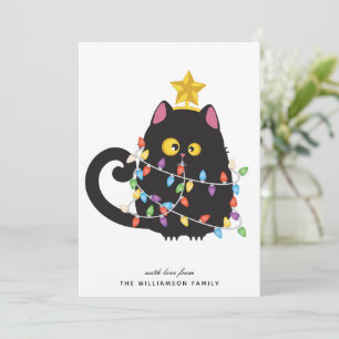 Festiva Tarjeta navideña divertida y divertida para gato n