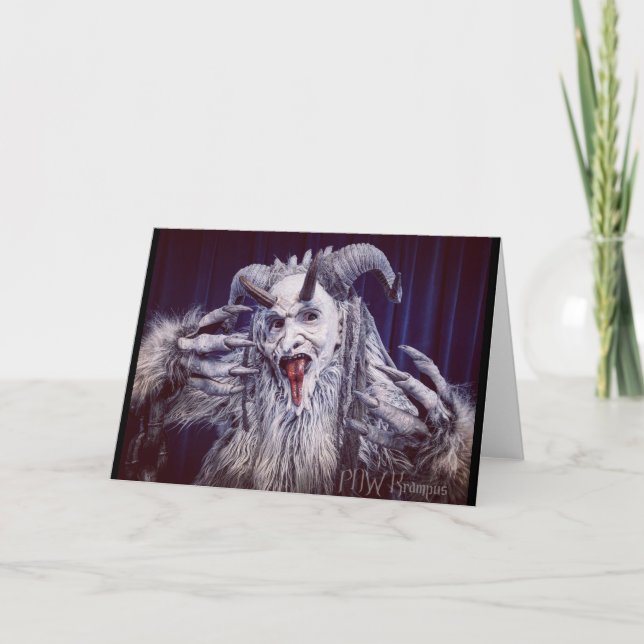 Festiva Tarjeta Navideña Doblada de PNW Krampus (Anverso)