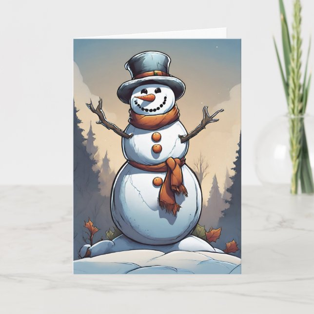 Festiva Tarjeta Navideña Doble con Concepto Retro de Muñec (Anverso)