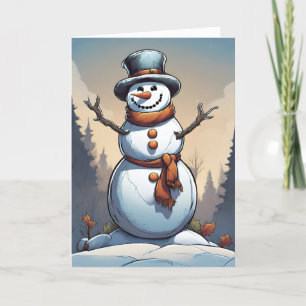 Festiva Tarjeta Navideña Doble con Concepto Retro de Muñec