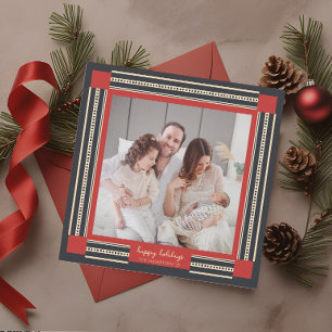 Festiva Tarjeta navideña feliz de borde de cinta minimalis