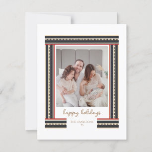 Festiva Tarjeta navideña feliz simple de borde de cinta