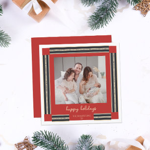 Festiva Tarjeta navideña feliz simple de borde de cinta
