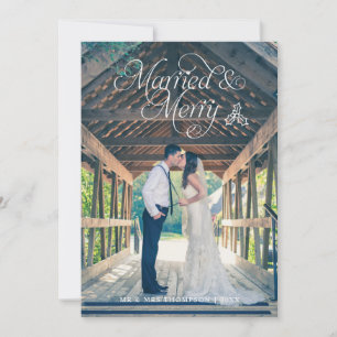 Festiva Tarjeta navideña fotográfica casada y mora recién