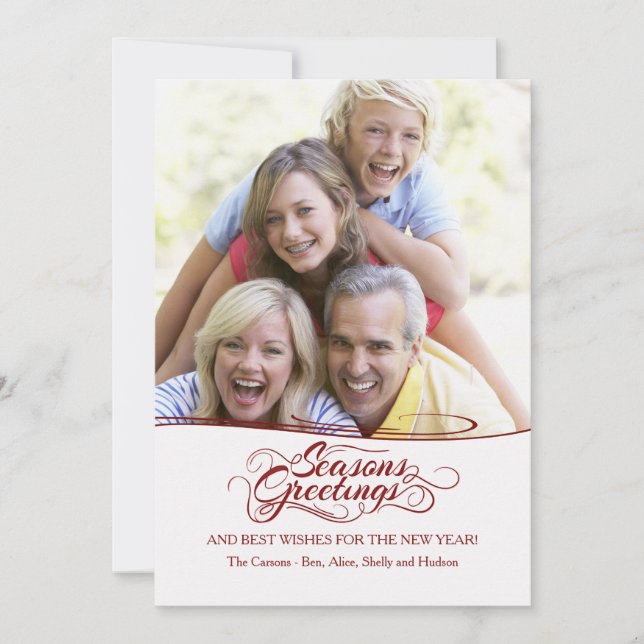 Festiva Tarjeta navideña fotográfica de saludos de tempora (Anverso)