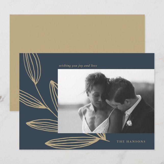 Festiva Tarjeta navideña fotográfica de spap azul de la ma (Anverso / Reverso)