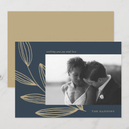 Festiva Tarjeta navideña fotográfica de spap azul de la ma