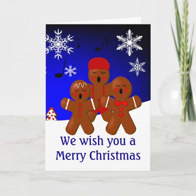 Festiva Tarjeta navideña Gingerbread Carolers (Anverso)