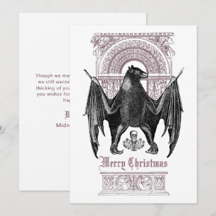 Festiva Tarjeta navideña Gótica Bat Merry